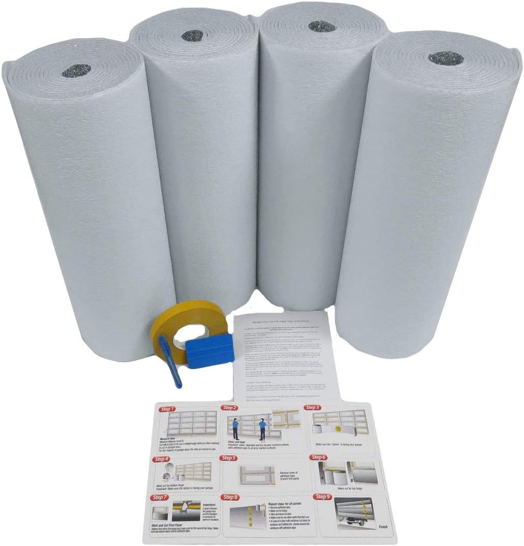 White Reflective Foam Core 1 Car Single Garage Door Insulation Kit 9FT (WIDE) x 8FT (HIGH) R Value 7.5 Made in USA