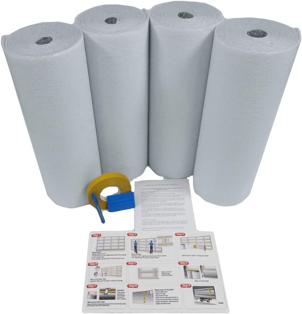 White Reflective Foam Core 1 Car Single Garage Door Insulation Kit 9FT (WIDE) x 8FT (HIGH) R Value 7.5 Made in USA