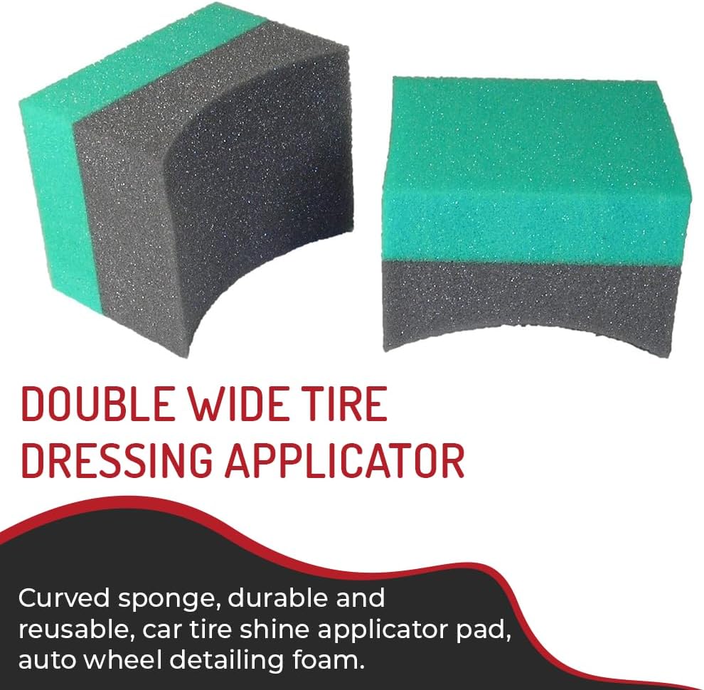 Tire Dressing Applicator 12 Pack - Durable and Reusable, Contoured Tire Shine and Dressing Sponge for Your Car's Wheels