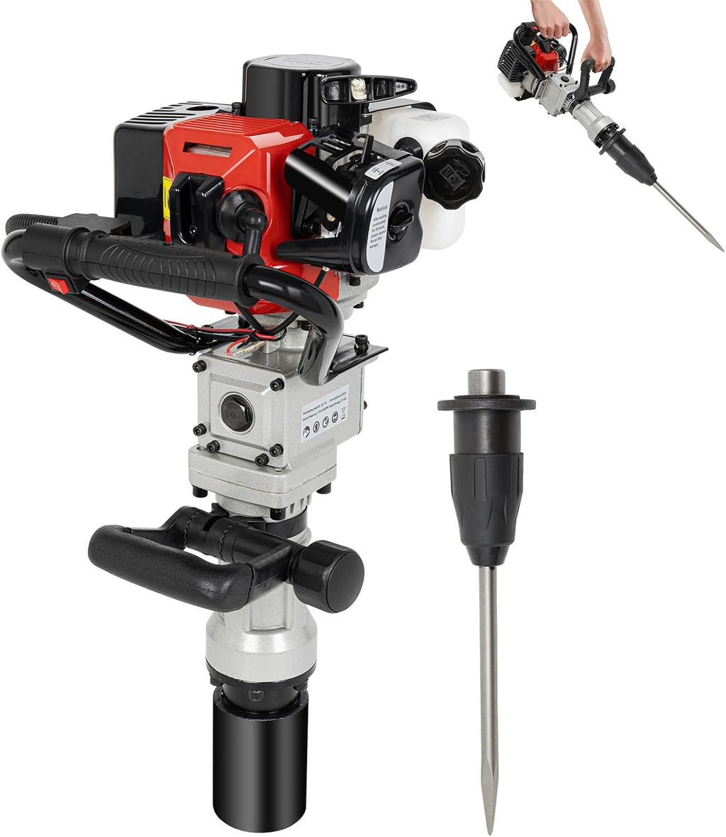 Upgrade T-Post Driver, 32.7CC 2-Stroke Gas-Powered Fence Post Driver, Heavy-Duty Petrol Pile Driver with SDS Max