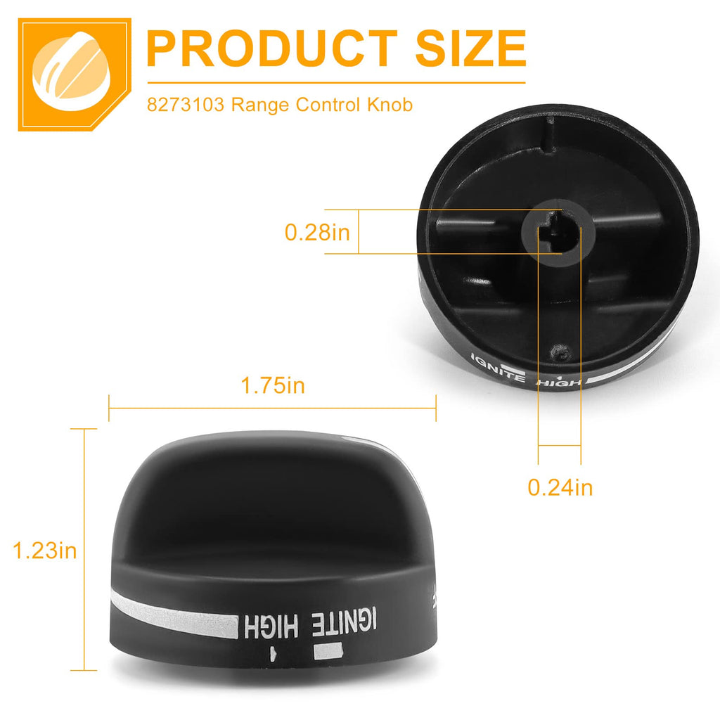 AMI PARTS 8273103 Range Control Knob Replacement Part, 2PACK Black