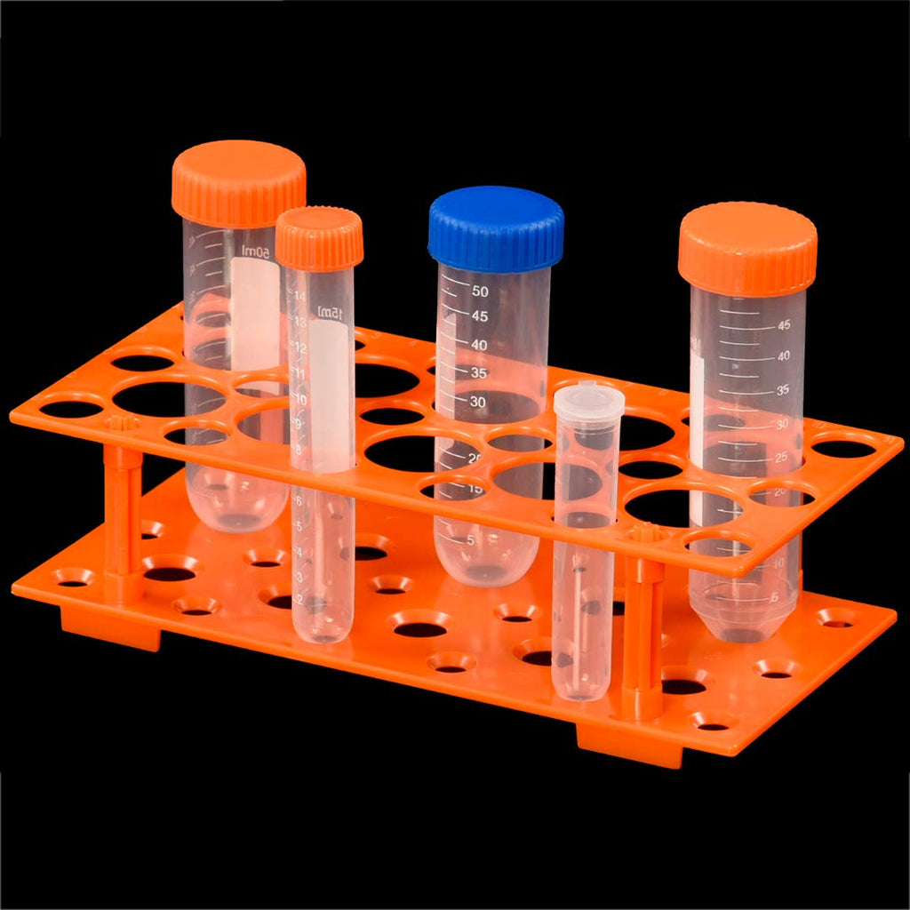 Test Tube Rack, Lab Test Tube Holder, Centrifuge Tube Rack 28 Well | Blue and Orange, Easy to Assemble, Resistant to