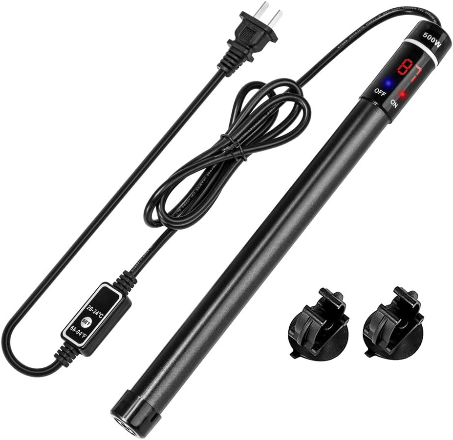 500W Aquarium Heater Submersible 500 Watt Titanium Fish Tank Heater with External Temperature Controller for 60