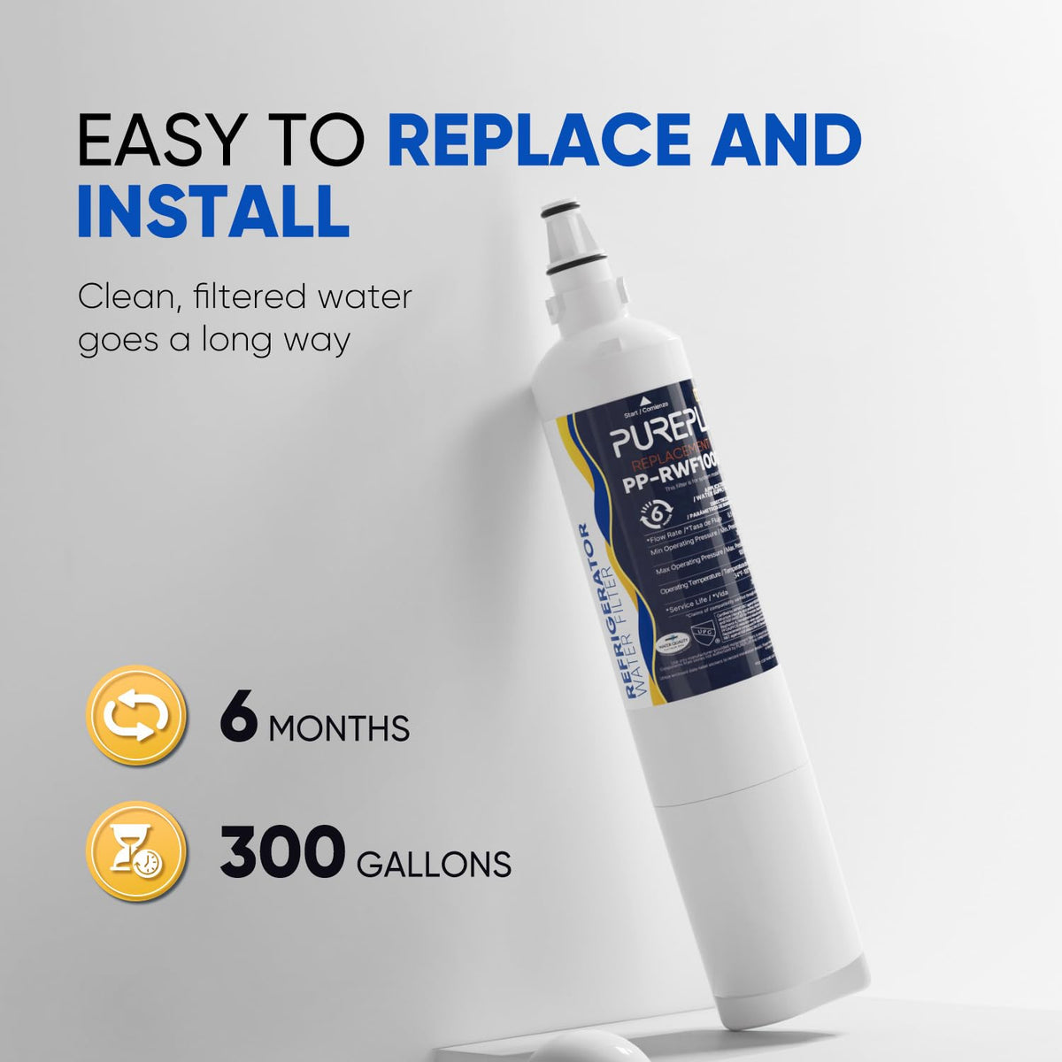 RWF1000AH Water Filter Replacement for LG LT600P, 3 Pack
