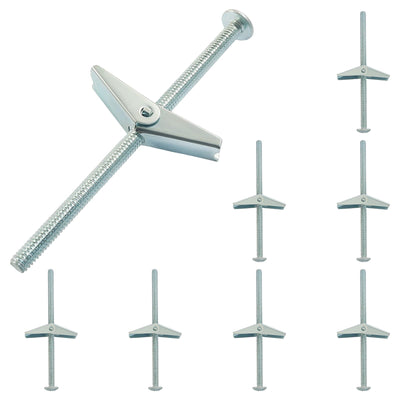8 Pack 1/4" x 5" Toggle Bolt Zinc Plated Steel & Wing Nut