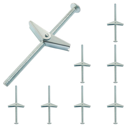 8 Pack 1/4" x 5" Toggle Bolt Zinc Plated Steel & Wing Nut