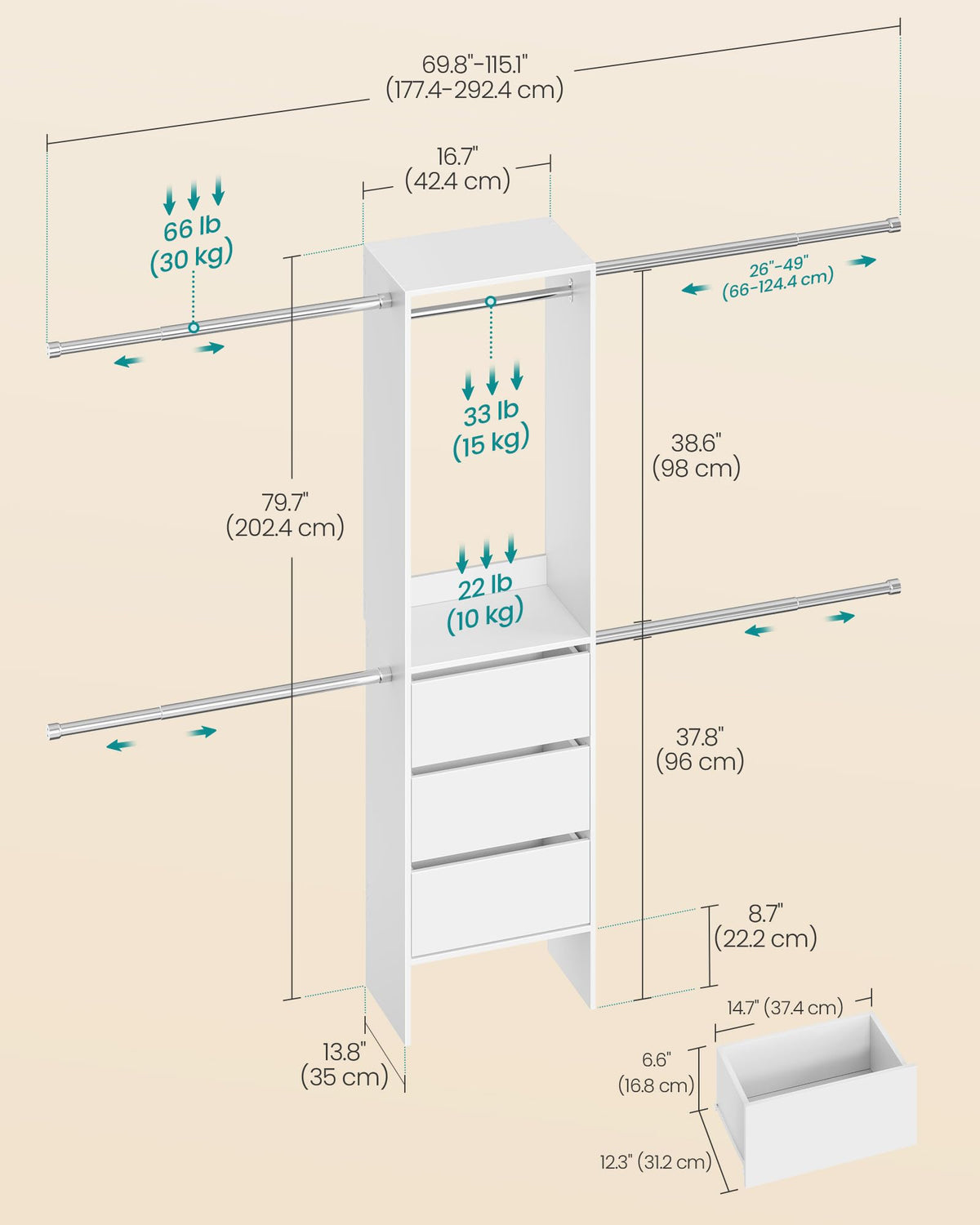Closet System, Customizable Walk-In Closet Organizer System