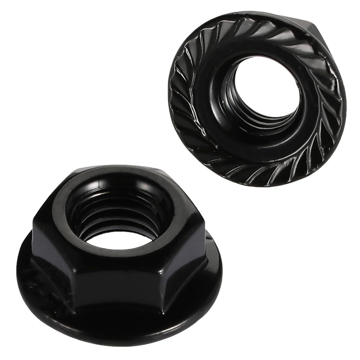 6-32 Serrated Flange Hex Lock Nuts, Stainless Steel 18-8 (304), Black Oxide, 100 PCS