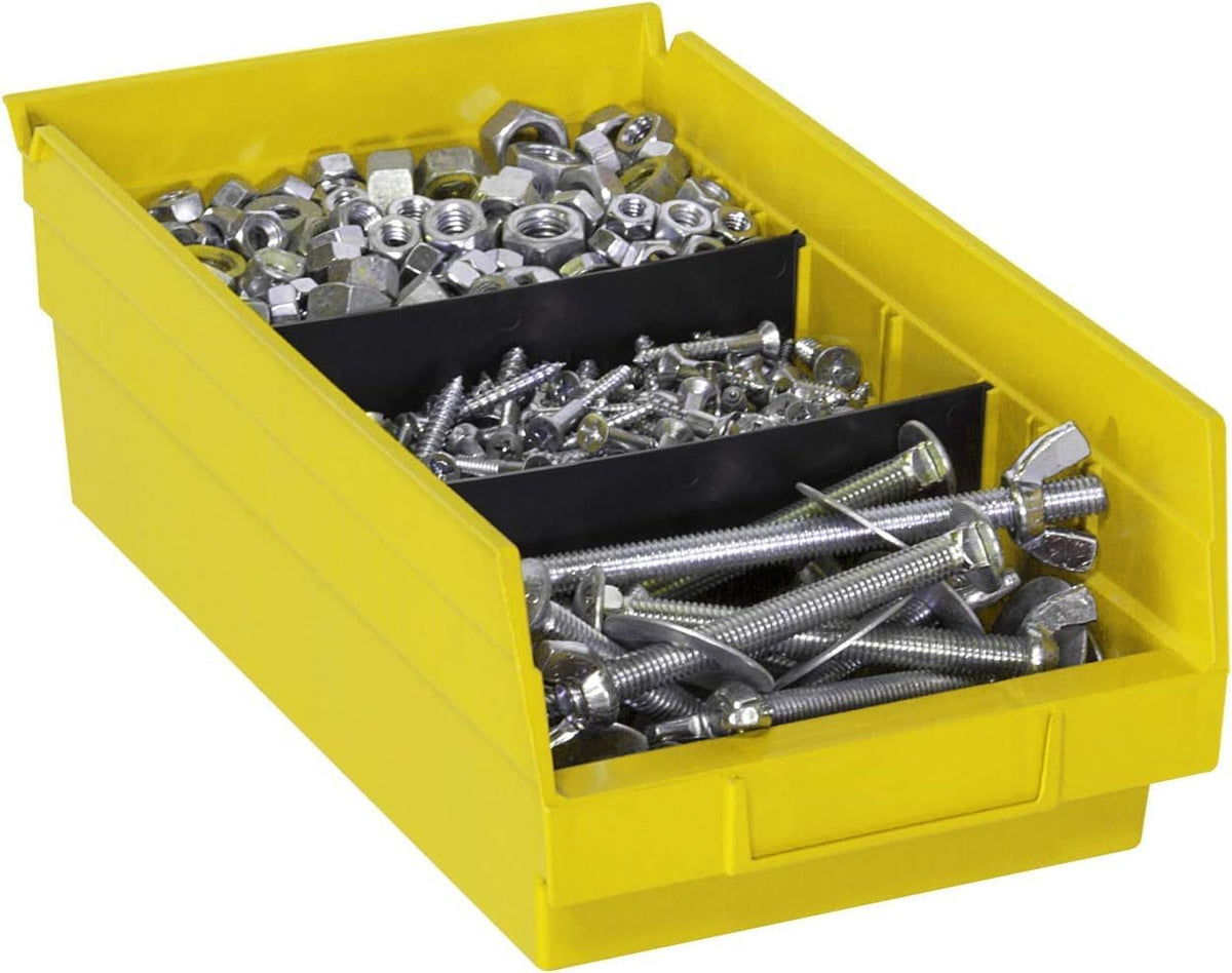 Heavy Duty Plastic Shelf Bins, 12"x 6.5"x 4", Yellow, 12-Pk