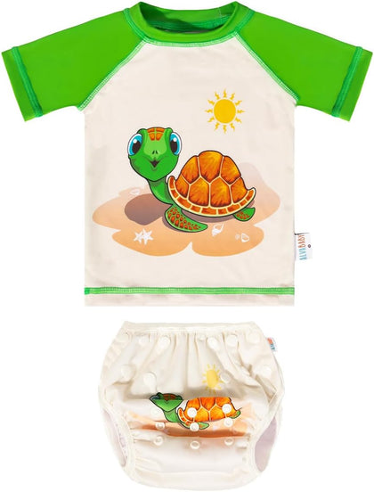Baby Boy Swimsuit,Boy Swimwear,Reusable Swim Diaper with Matching Top
