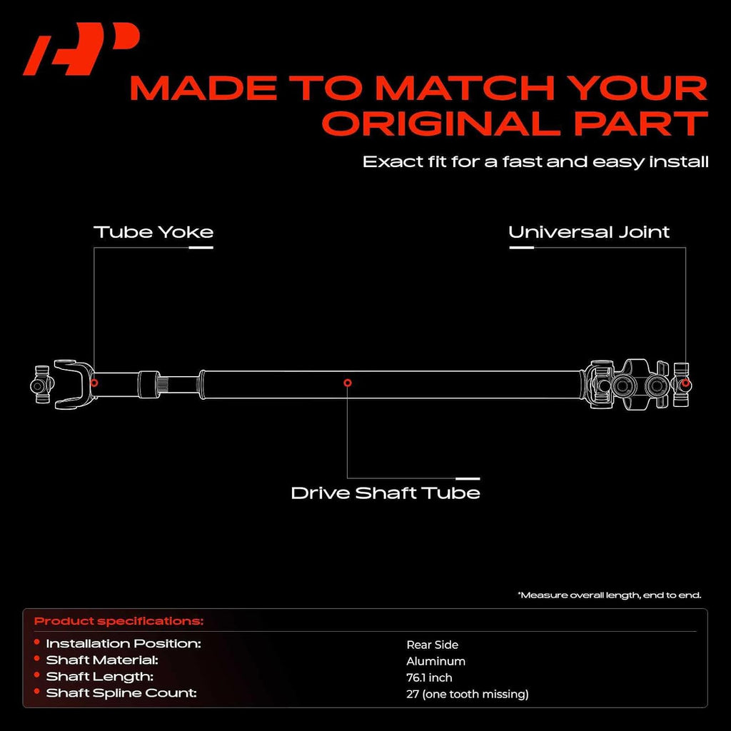 A-Premium Rear Drive Shaft Driveshaft Assembly Complete Prop Shaft