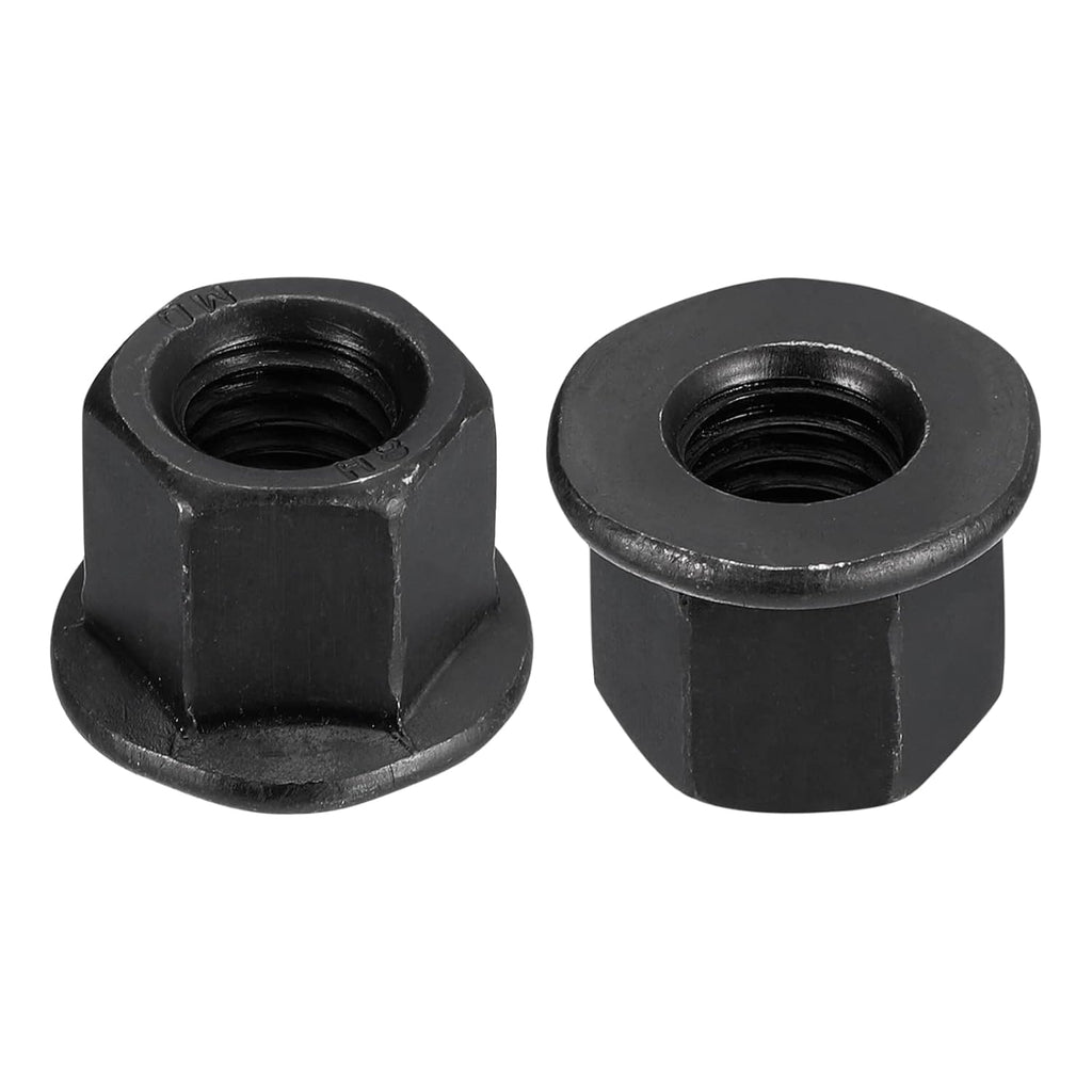 uxcell 2pcs M12 Flange Hex Nuts, Grade 10.9 Carbon Steel Black Oxide