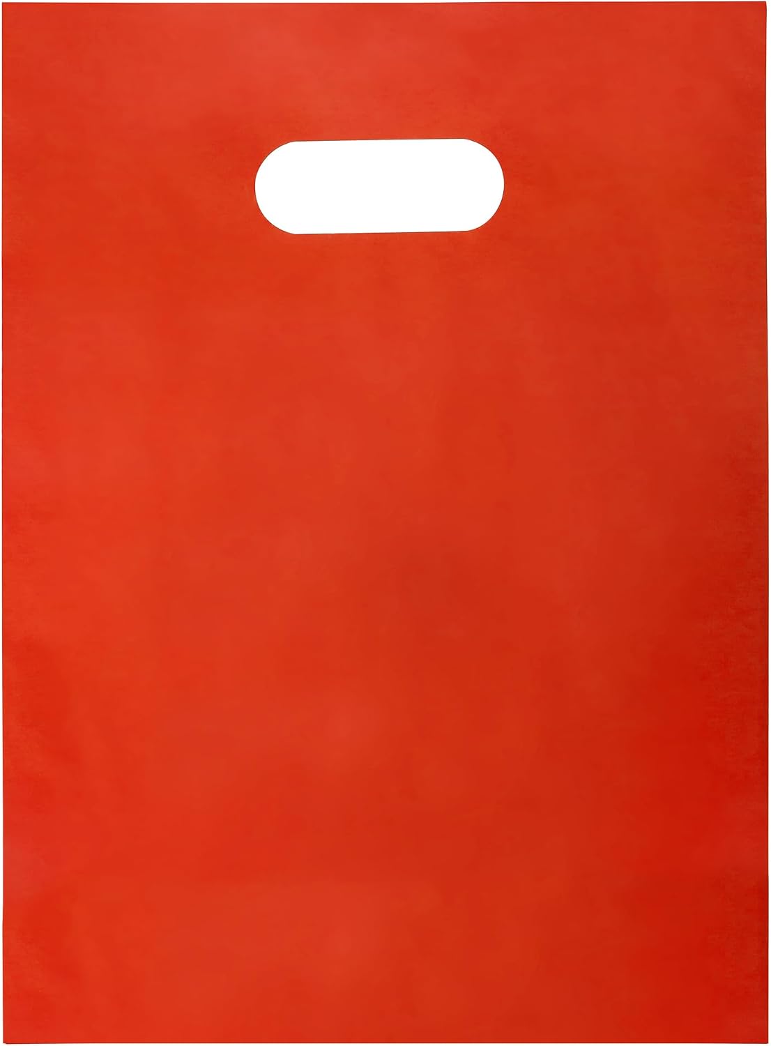 100 Red Plastic Bags With Handles 9x12 Merchandise Bags
