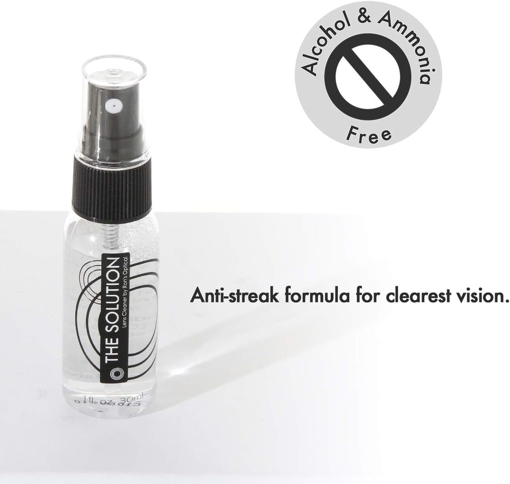 The Solution Lens Cleaner & Repair Kit | 1oz Alcohol Free Eyeglass Lens Cleaning Spray, Microfiber Cleaning Cloth &