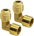 Hooshing 2PCS 3/8" Male Flare x 3/8" Male NPT Brass 90° Elbow Tube Fitting