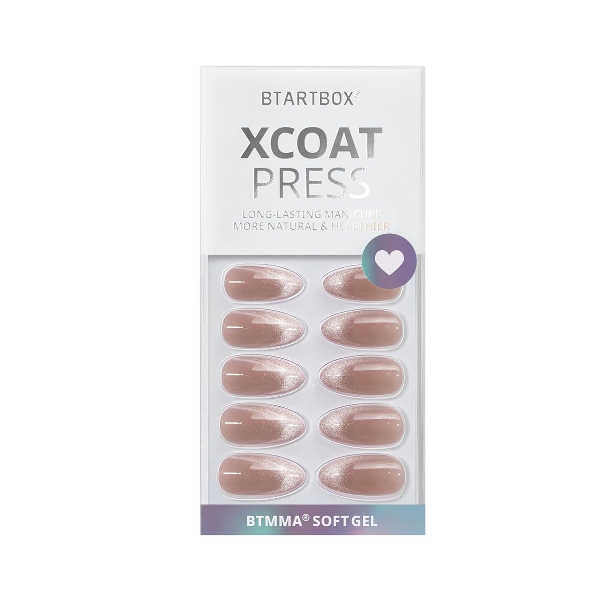 Press On Nails, Medium Almond Cat Eye Nails, 32Pcs Full Kit