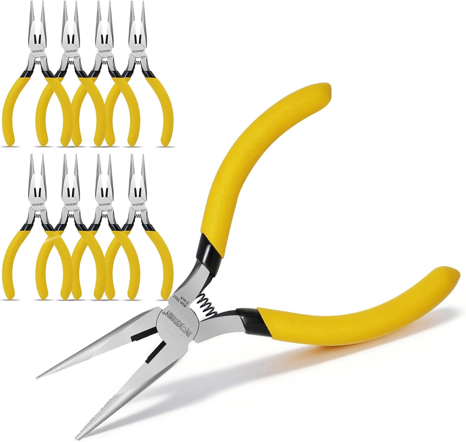 5" Mini Needle Nose Pliers for Jewelry Making, 10 Pack Pliers Bulk | Small Jewelry Pliers Set with Side Cutter, Fine
