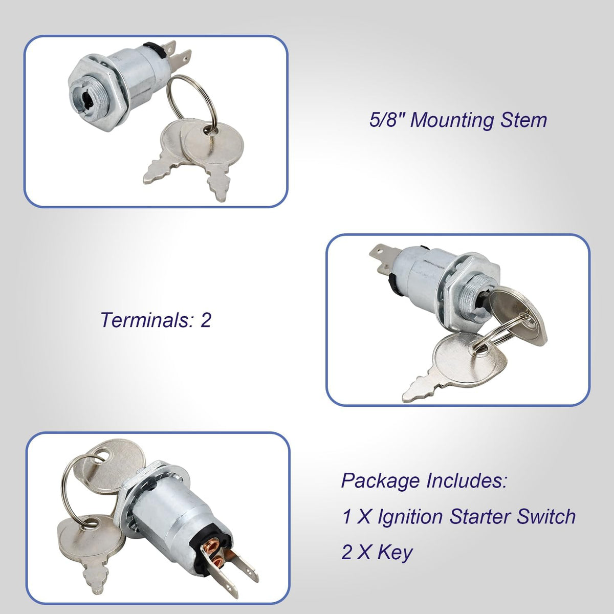 430-029 Ignition Starter Switch 2 Terminals 1-403121 48609 7017817YP Compatible with Ariens AYP Cub Cadet Exmark MTD Scag Troy-Bilt Snapper Simplicity Great Dane Lawn Mower Snowblowers Engine