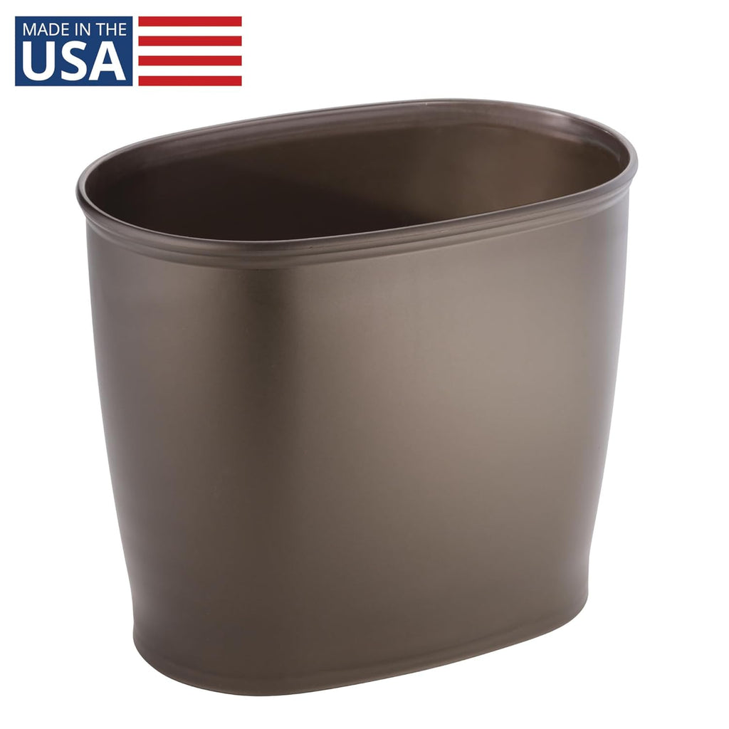Slim Plastic Bathroom Trash Can, Bronze | Small Garbage Bin