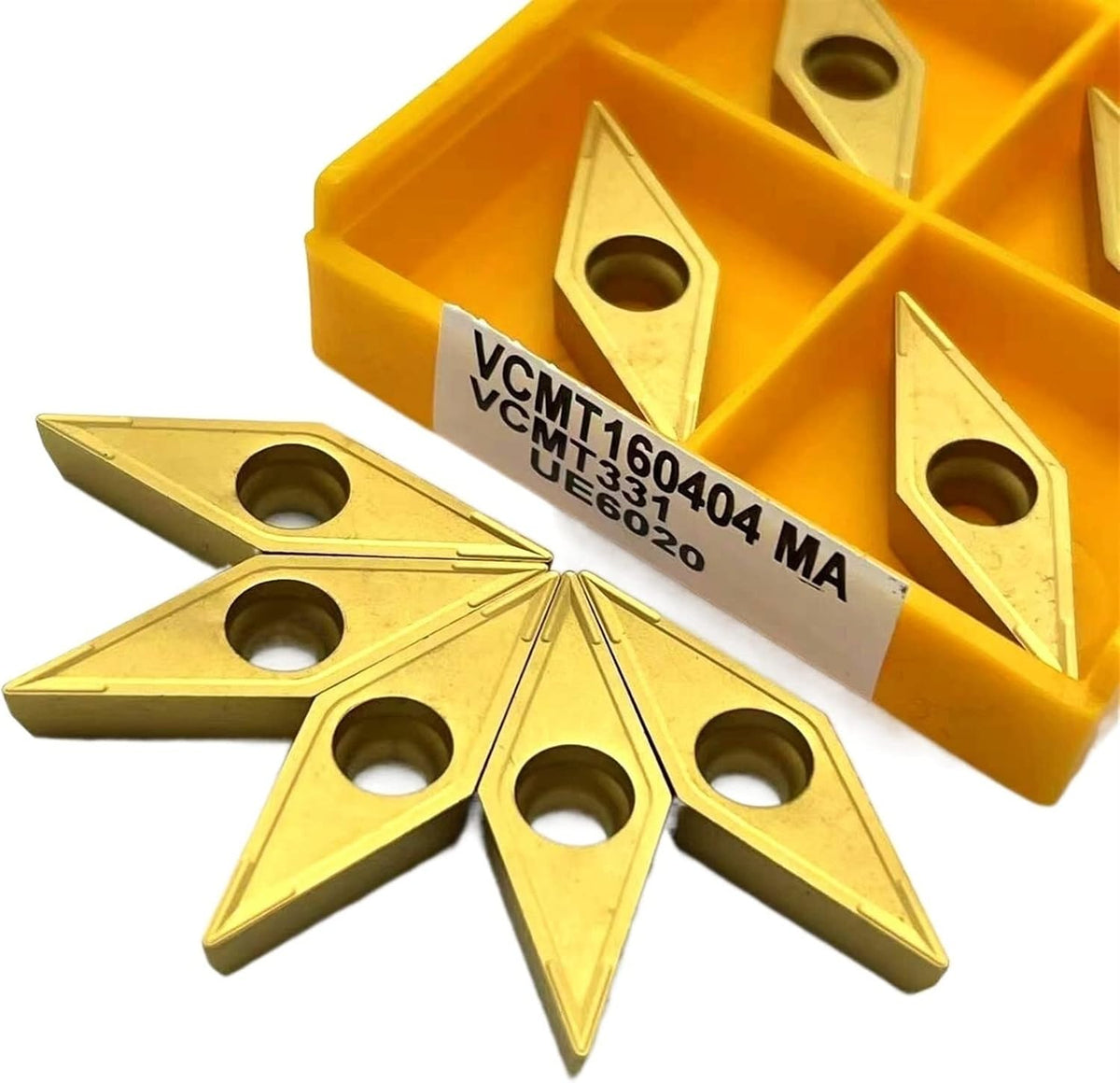 RADNA Cutting Tool Carbide Insert Externally Indexable 10PCS VCMT160404 VCMT160408 CNC Turning Tool Diamond Turning Tool Lathe Tools Cutting Tool (Size : VCMT160404 MA 6020, Color : 10PCS)