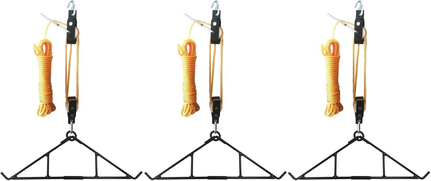 Game Hanging Gambrel & Hoist Kit with Pulleys & Rope - 700 lbs - 3 Pack