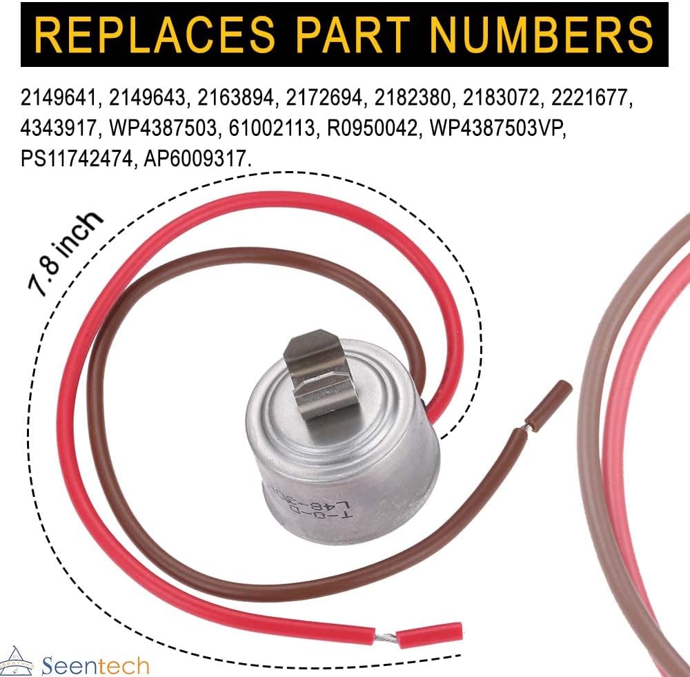 4387503 Refrigerator Bimetal Defrost Thermostat by Seentech - Compatible with Whirlpool, Ken-more