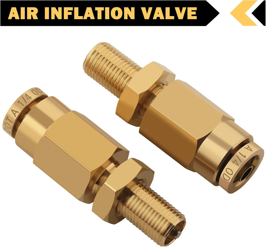 CheeMuii 2PCS 1/4" Brass DOT Inflation Schrader Valve DOT Push Lock Fitting