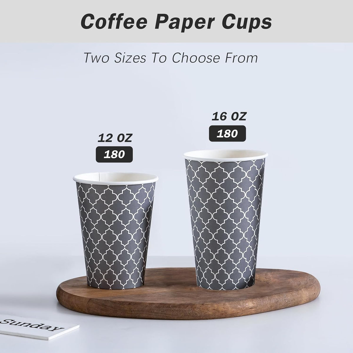 Coffee Cups 12 oz 180 Pack, Disposable Paper Coffee Cups, Hot Cups