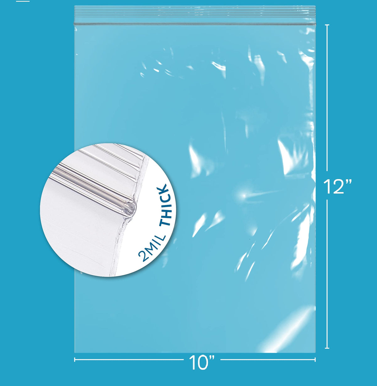 10" x 12" Reclosable Zip Bags, 1,000 Count with Hang-Hole for Display - GPI
