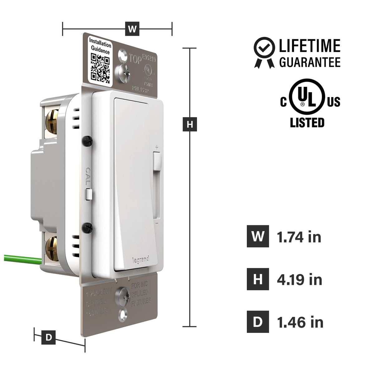 Legrand Radiant 150W LED Dimmer Light Switch 3-Way Rocker White 1 Pack