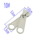 10PCS #10 Gray Reversible Pulls Resin Plastic Zipper Double Sided
