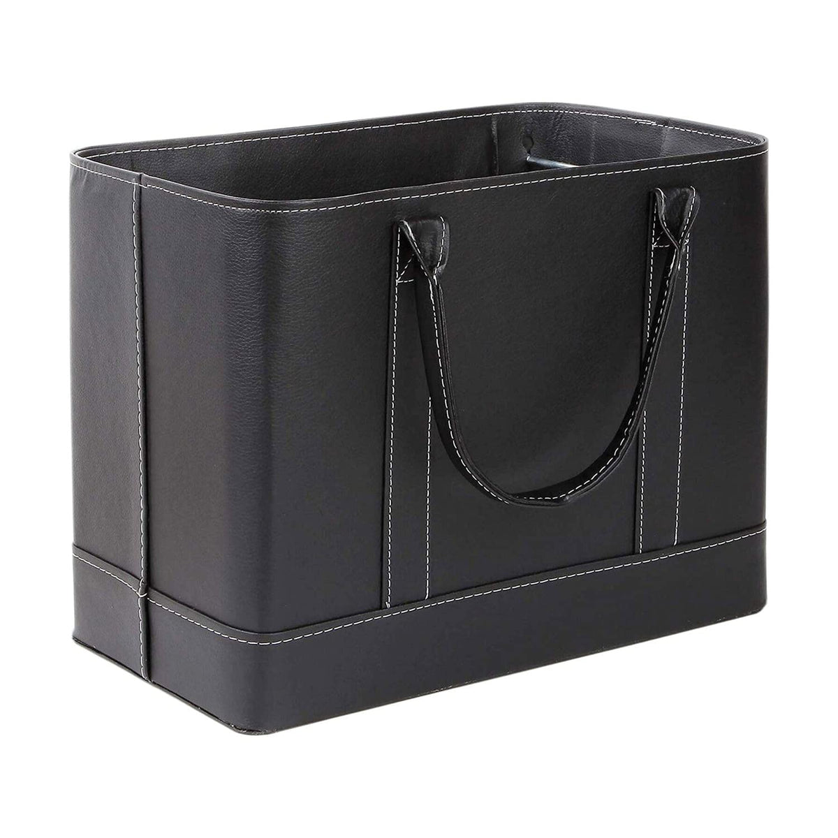Chic File Organizer Tote - Important Document Organizer Bag, Portable File Box with Handle, Black