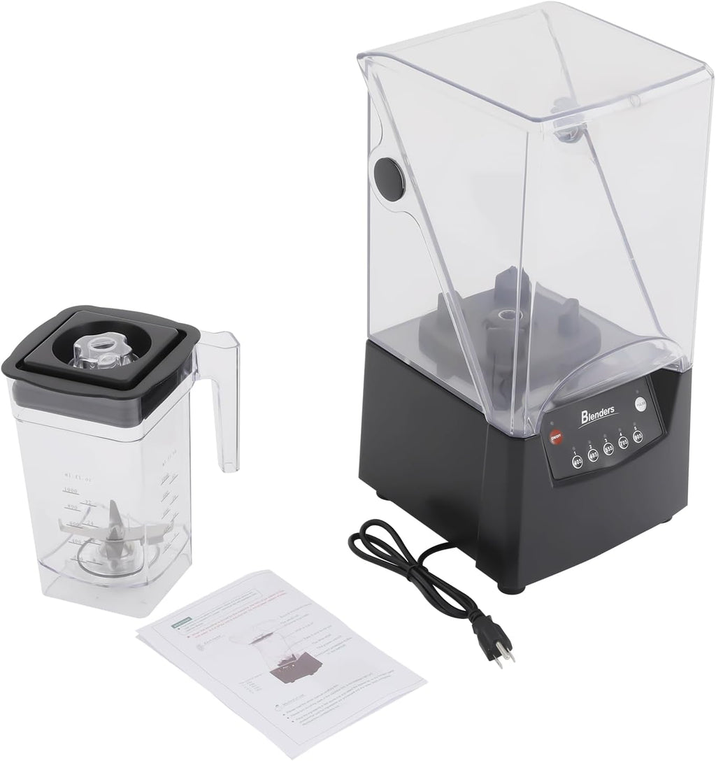 2600W Heavy-duty Commercial Blender With Shield Quiet Sound Enclosure 1.8L 110V,Used For Making Smoothies, Fruit Food