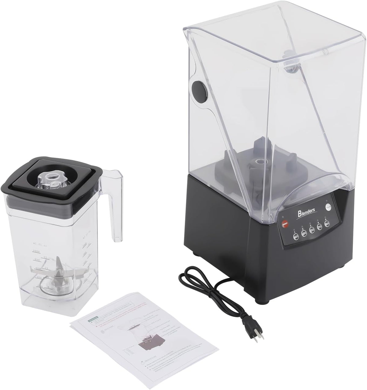 2600W Heavy-duty Commercial Blender With Shield Quiet Sound Enclosure 1.8L 110V,Used For Making Smoothies, Fruit Food