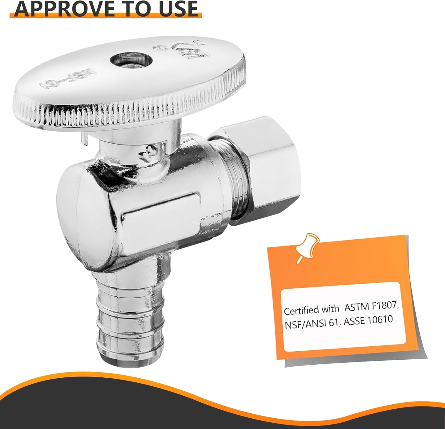 10PC HeSun 1/2" PEX-B Crimp x 3/8" OD Compression Angle Stop Valve | 1/4 Turn Shut Off Valve,for Bathroom, ASTM