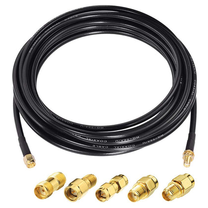 SMA Male to Female RG58 Coaxial Cable 10ft + 5pcs Adapter Kit