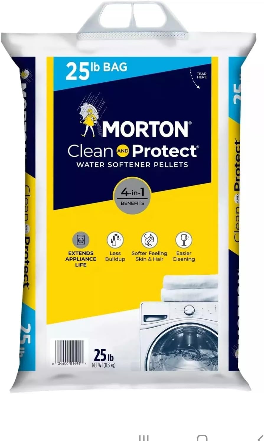 (3Pack) - 25lb Bags Morton Clean and Protect Water Softener Salt, Easy-Carry, Senior-Friendly, Lightweight