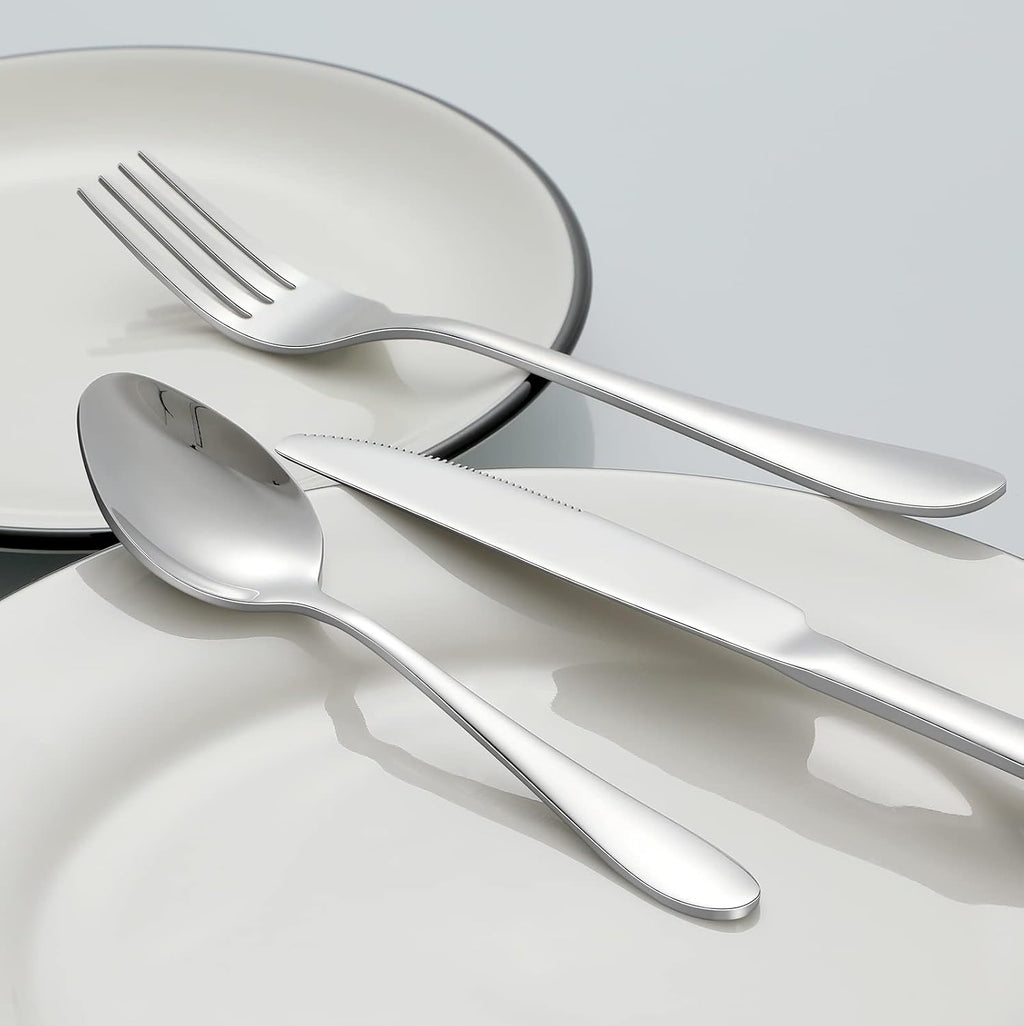 16-Piece Stainless Steel Teaspoons - Spoons Silverware Set for Home, Kitchen or Restaurant, Mirror Polished