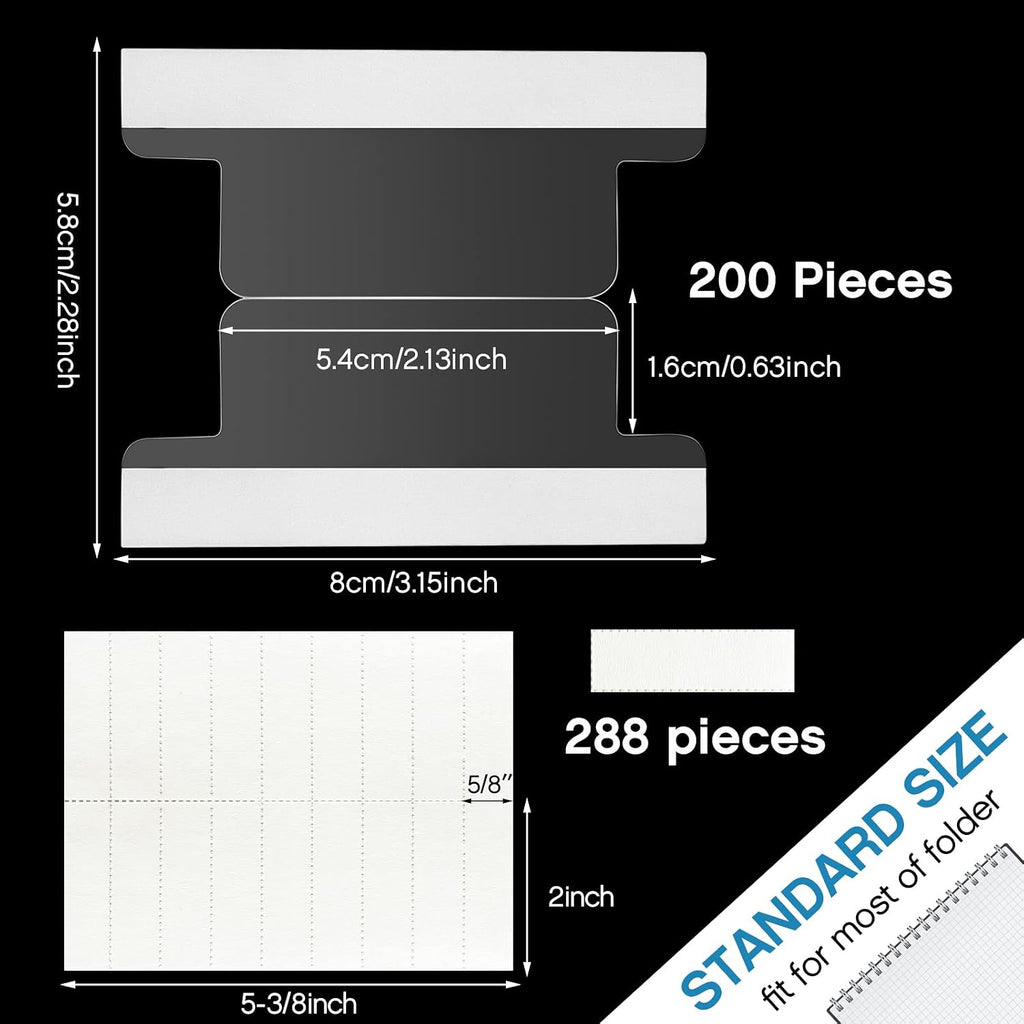 50 Pieces 2 Inch Insertable Self-Adhesive Tabs with Printable Inserts with File Folder Labels Sticky Plastic Index