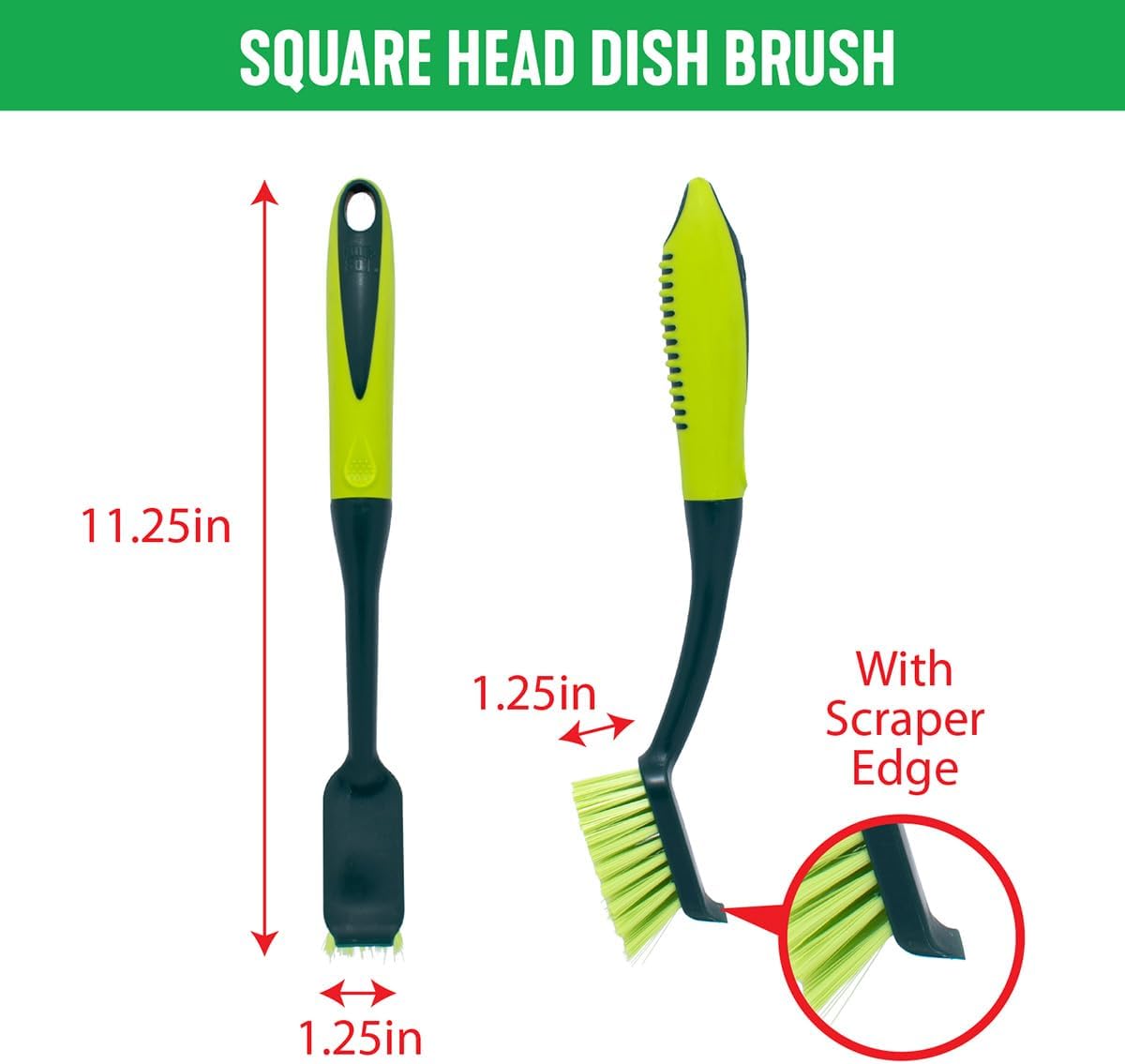 Scrub Brush Set - Long Handle Cleaning Brushes with Heavy Duty Bristles and Comfort Grip - Scrubbers for Kitchen