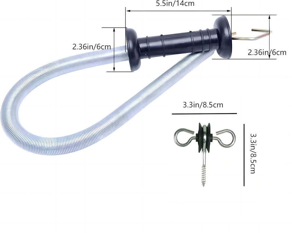 2 Set Electric Fence Spring Gate Kit 16.4ft | Open/close gate without power off. High tensile galvanized spring