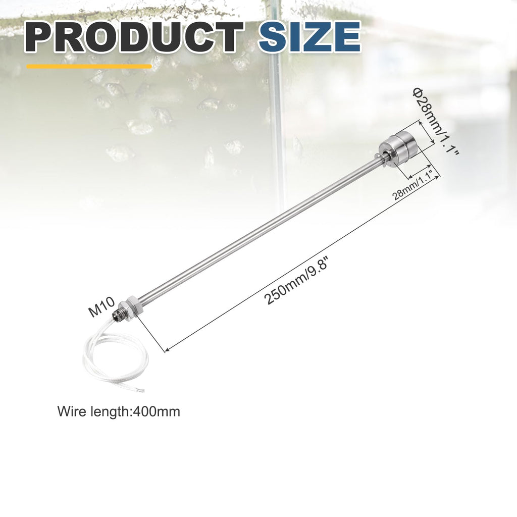 MECCANIXITY Stainless Steel Float Switch 250mm Rod 110V DC 0.2A Single Tank