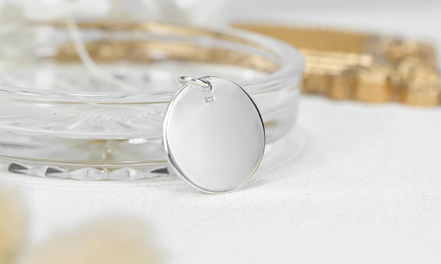 22mm .925 Sterling Silver Round Engravable Necklace | Customizable Silver Necklace for Women and Men | Sterling