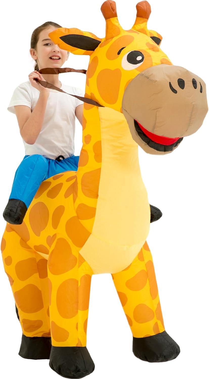 Halloween Inflatable Costume Kids,Blow Up Ride Giraffe Suit Girls Boys