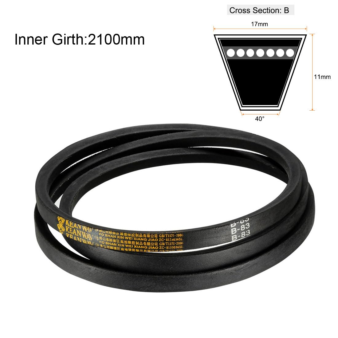 uxcell B-83 V-Belts 83" Inner Length, B-Section Rubber Drive Belt