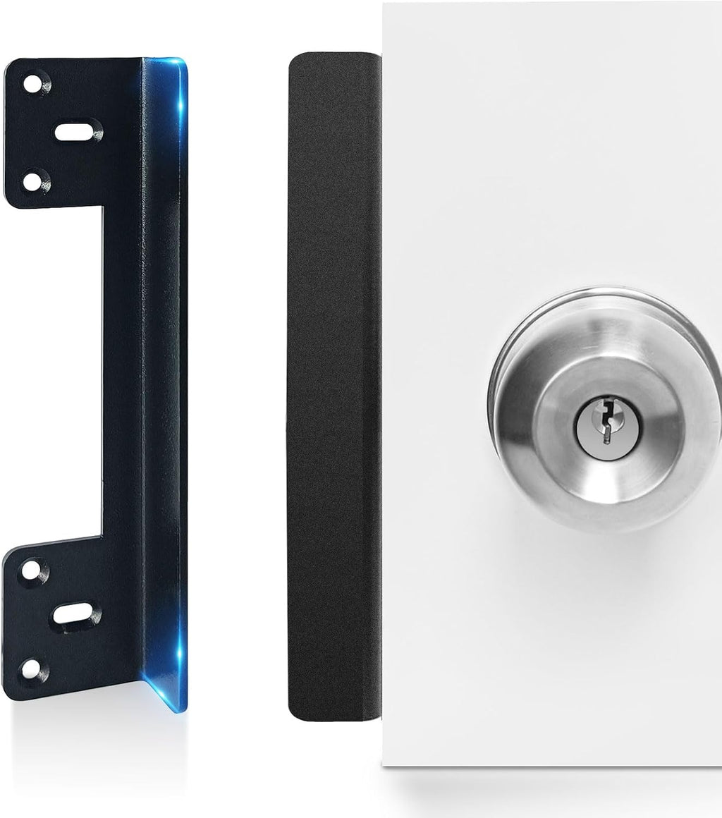 Door Latch Guard Plate 7” with 1” Offset Cover, Protector Shield | Outswing Door Security, 2.5mm THK Heavy Duty