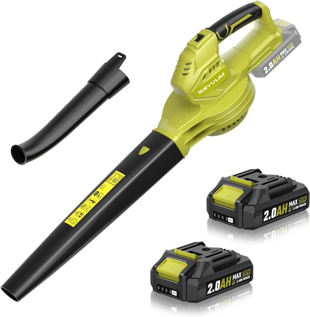Leaf Blower 20V Cordless, with 2 x 2.0Ah Battery, 350 CFM 150 MPH | 15000 RPM