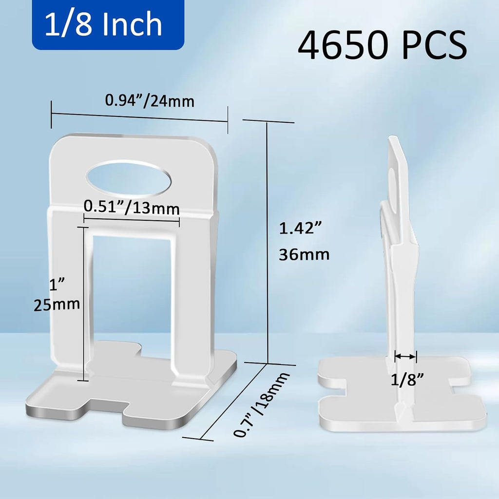 Tile Spacers 4650 Pcs Tile Clips, Tile Leveling System Clips 1/8 Inch | Tile Leveling Clips for Floor Wall