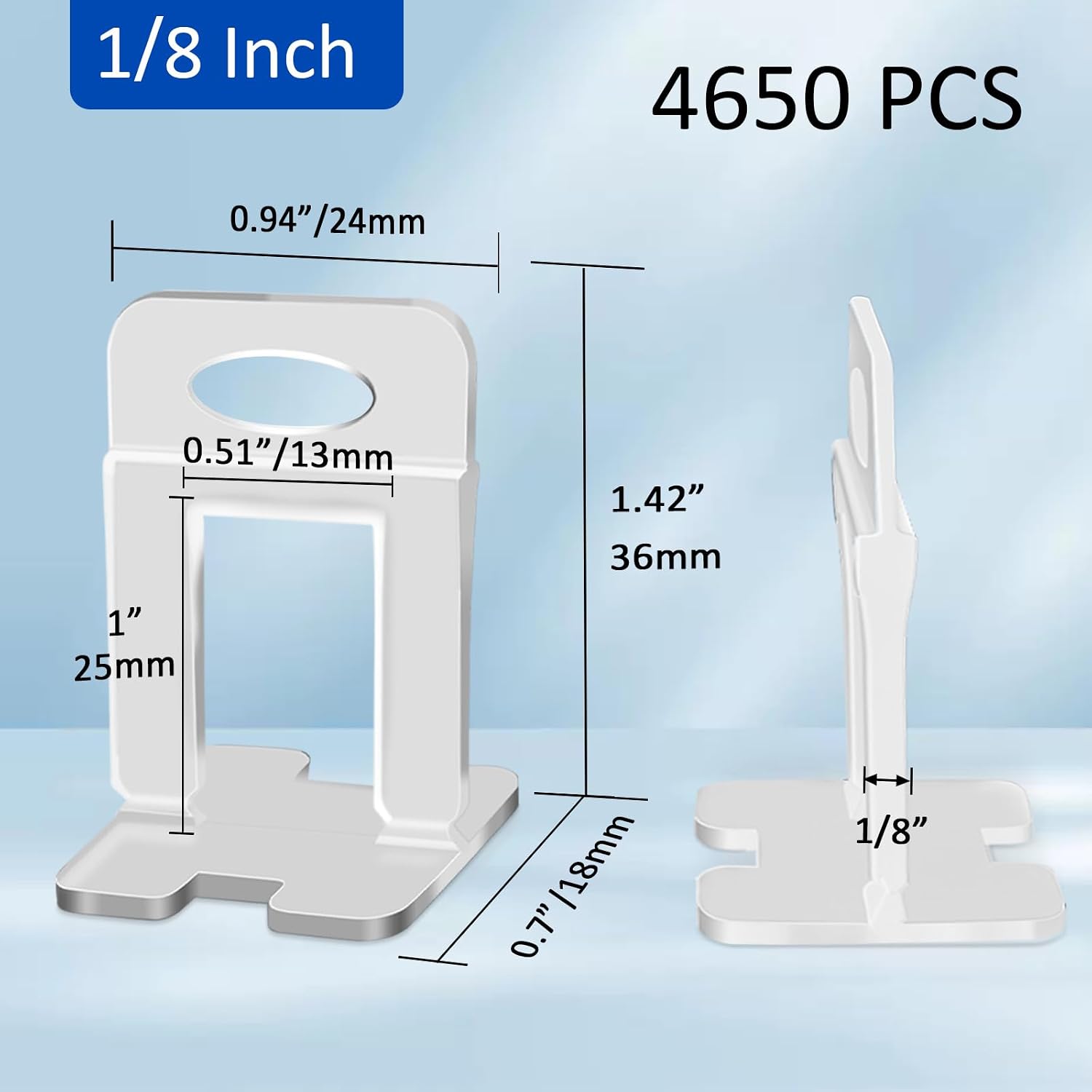 Tile Spacers 4650 Pcs Tile Clips, Tile Leveling System Clips 1/8 Inch | Tile Leveling Clips for Floor Wall
