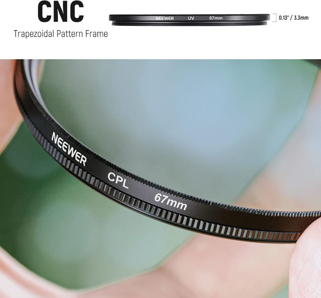 67mm ND Filter Kit and Lens Accessories, ND2 ND4 ND8 UV FLD CPL(Circular Polarizing) Filter Set with Lens Cap/Tulip